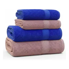 CHITECO - Pack 4 Toallas (By Lourdes) Algodón 400g Baño & Manos Rosada y Azul