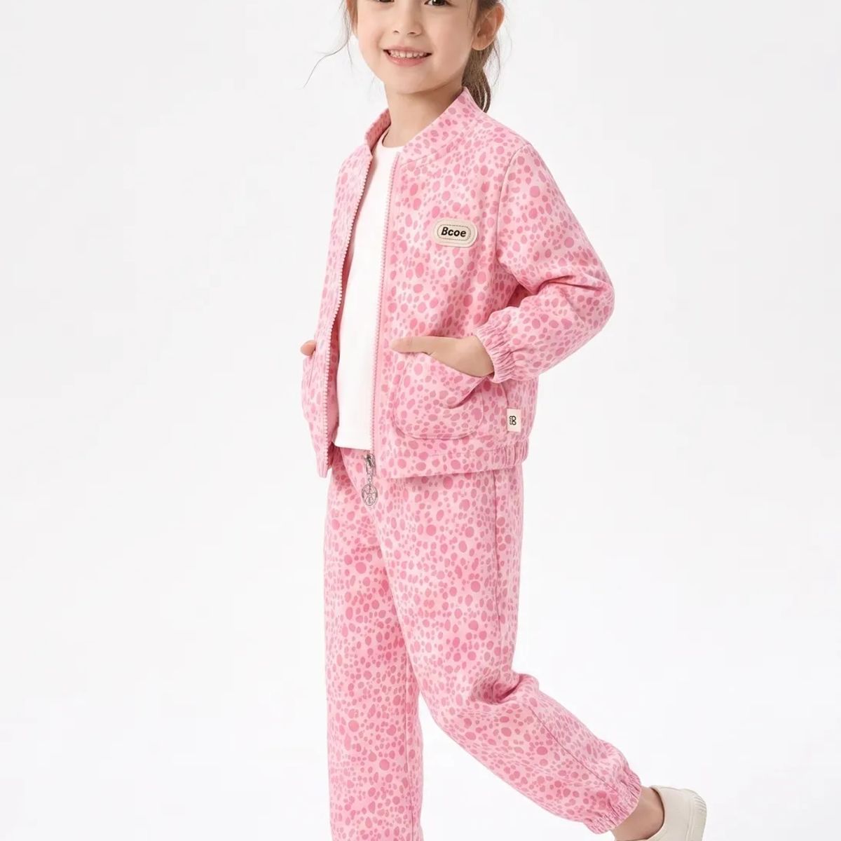 KIBOU - Conjunto Buzo Niña Animal Print Leopardo Con Chaqueta