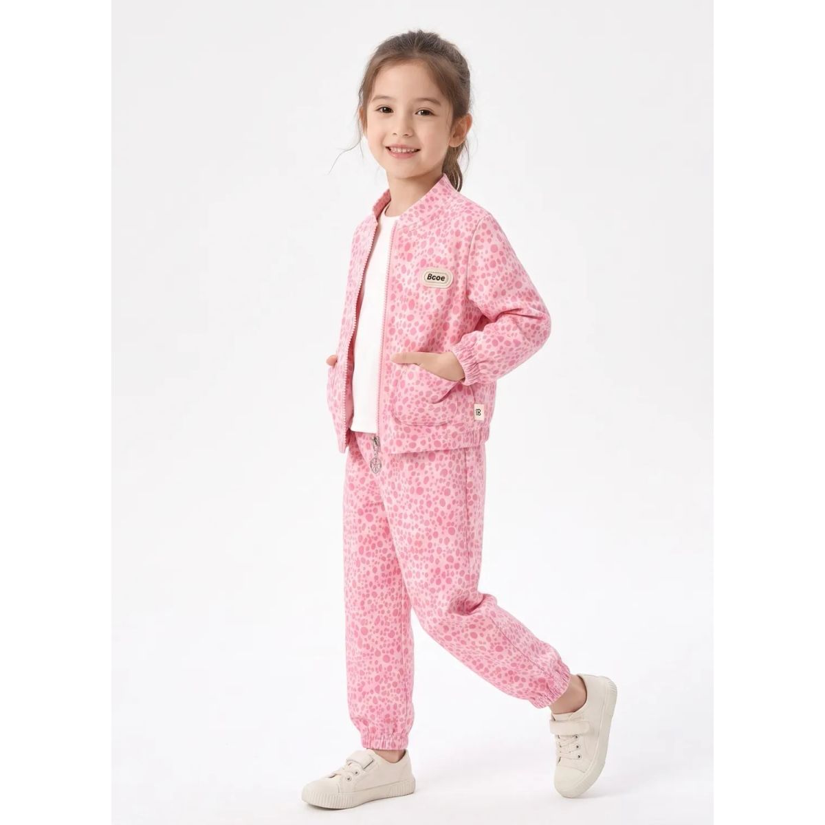 KIBOU - Conjunto Buzo Niña Animal Print Leopardo Con Chaqueta