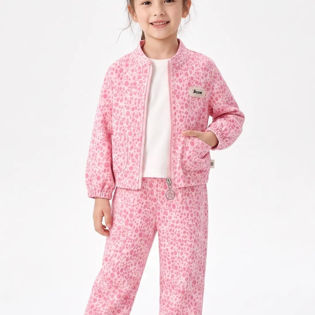 KIBOU - Conjunto Buzo Niña Animal Print Leopardo Con Chaqueta
