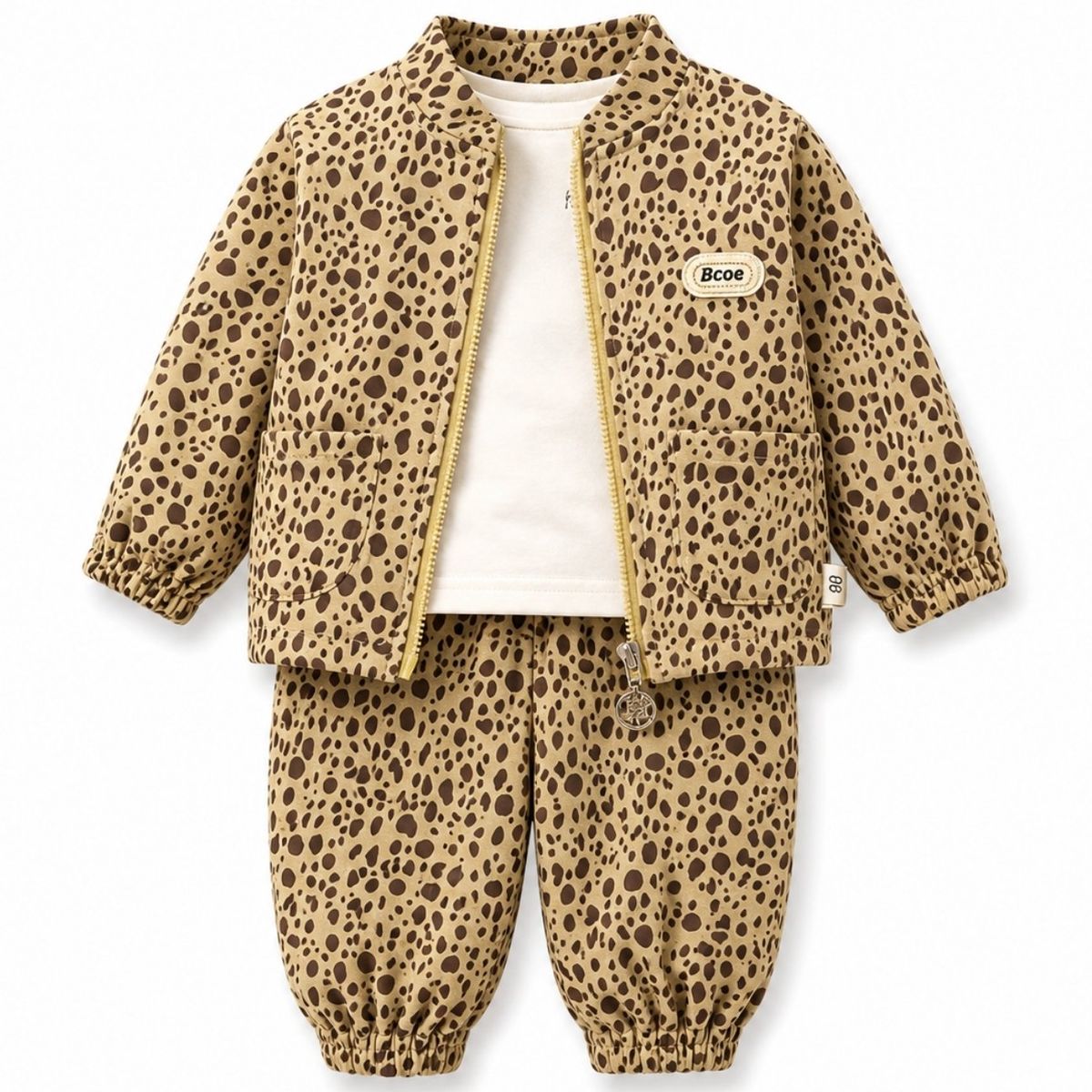 KIBOU - Conjunto Buzo Niña Animal Print Leopardo Con Chaqueta