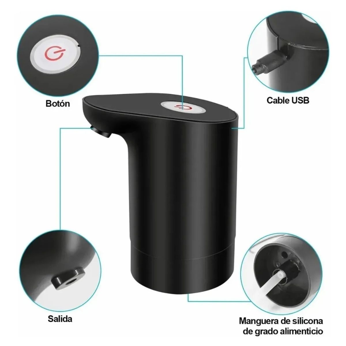 GENERICO - Dispensador de Agua USB Bomba de Garrafón Recargable