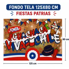 GENERICO - Fondo Tela Fiestas Patrias 125X80 Cm Decoracion Reutilizable