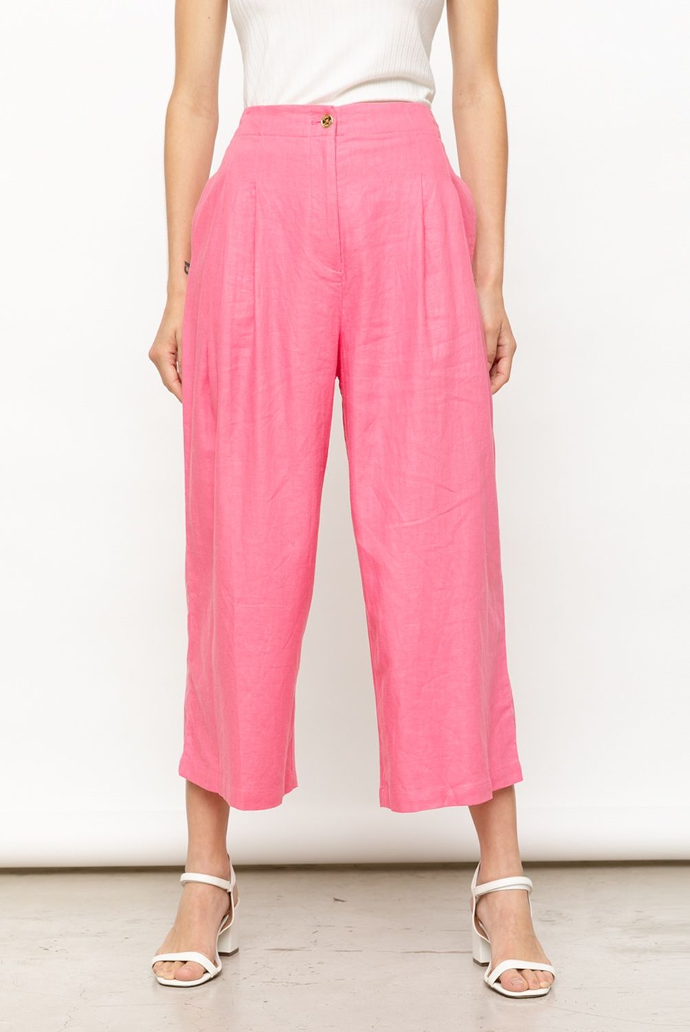 MICHAEL KORS - Pantalon lino skinny alto mujer