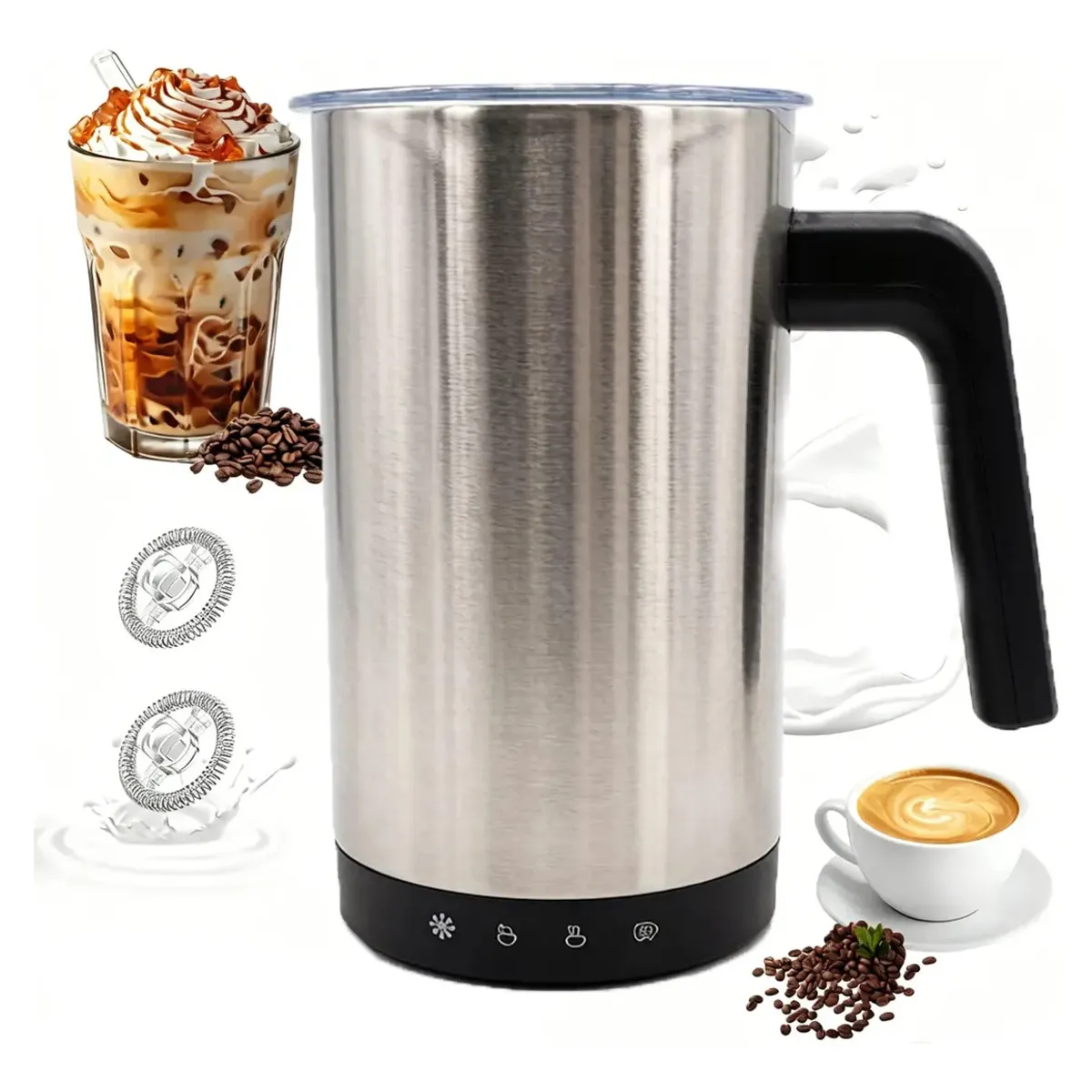 EVERSO - Espumador De Leche Electrico 4 En 1 Frío Y Calor Inoxidable