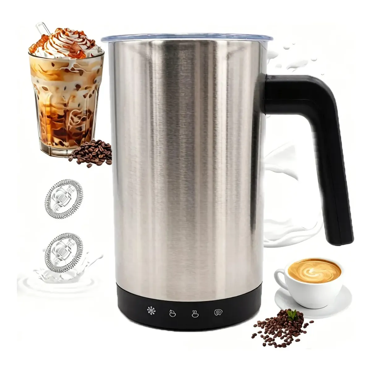 EVERSO - Espumador De Leche Electrico 4 En 1 Frío Y Calor Inoxidable