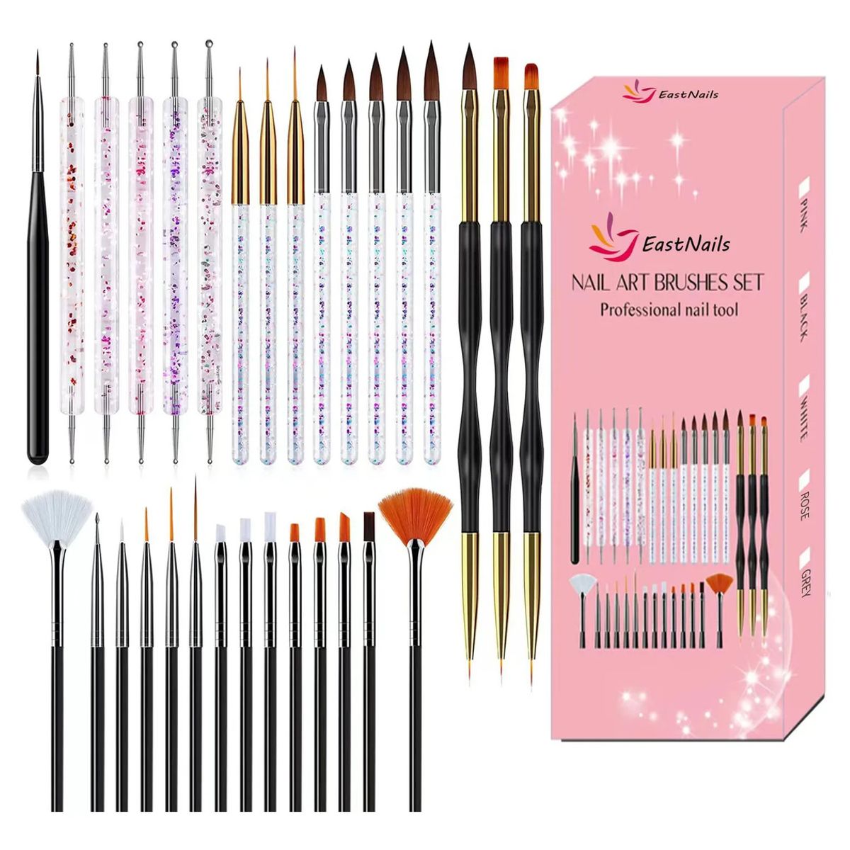 EVERSO - Kit 31 Pinceles Para Uñas Acrilico Manicura Decoración Profe