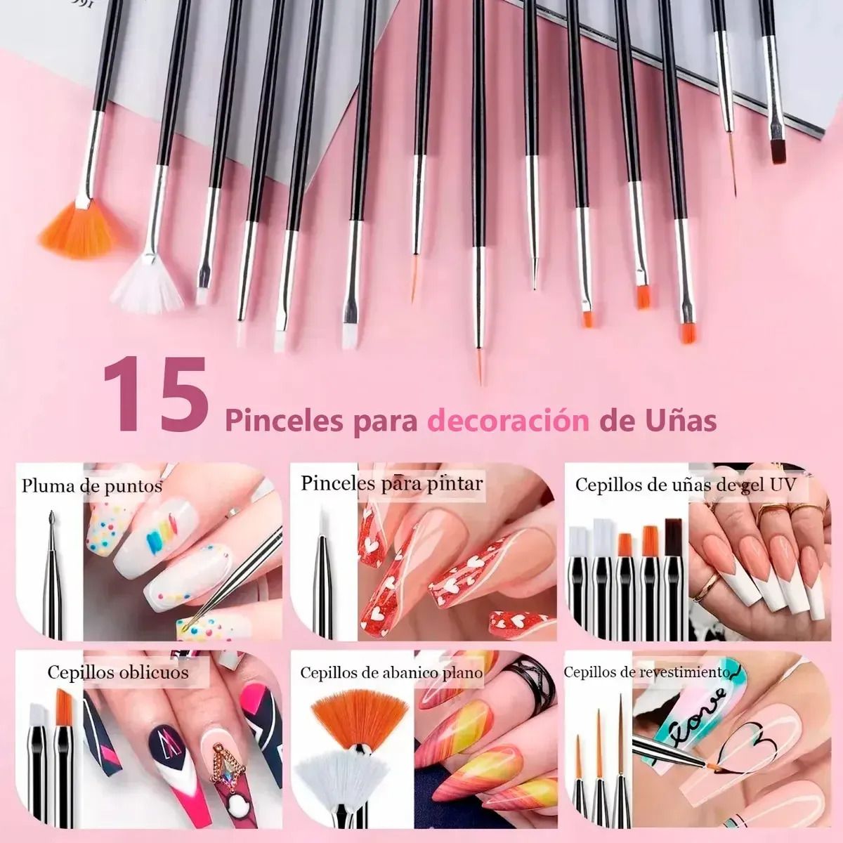 EVERSO - Kit 31 Pinceles Para Uñas Acrilico Manicura Decoración Profe