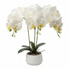 FLIPEREX - Planta Artificial Orquidea Maceta Decoracion Hogar Realista - Blanco