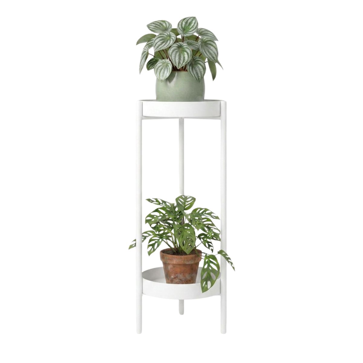 FLIPEREX - Porta Macetero Pedestal Para Plantas 2 Niveles Estante M - Blanco