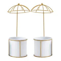 FLIPEREX - Macetero Metalico Con Pedestal Decorativo Plantas Suculentas - Beige