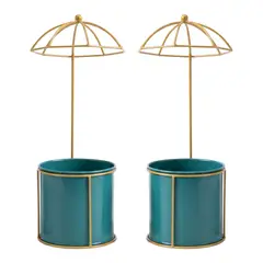 FLIPEREX - Macetero Metalico Con Pedestal Decorativo Plantas Suculentas - Verde claro
