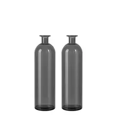 FLIPEREX - Set 2 Florero De Vidrio Tipo Botella Decorativo Moderno S - Negro