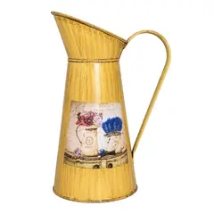 FLIPEREX - Florero Metalico Tipo Jarra Decorativo Vintage Para Flores - Amarillo