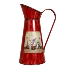 FLIPEREX - Florero Metalico Tipo Jarra Decorativo Vintage Para Flores - Rojo