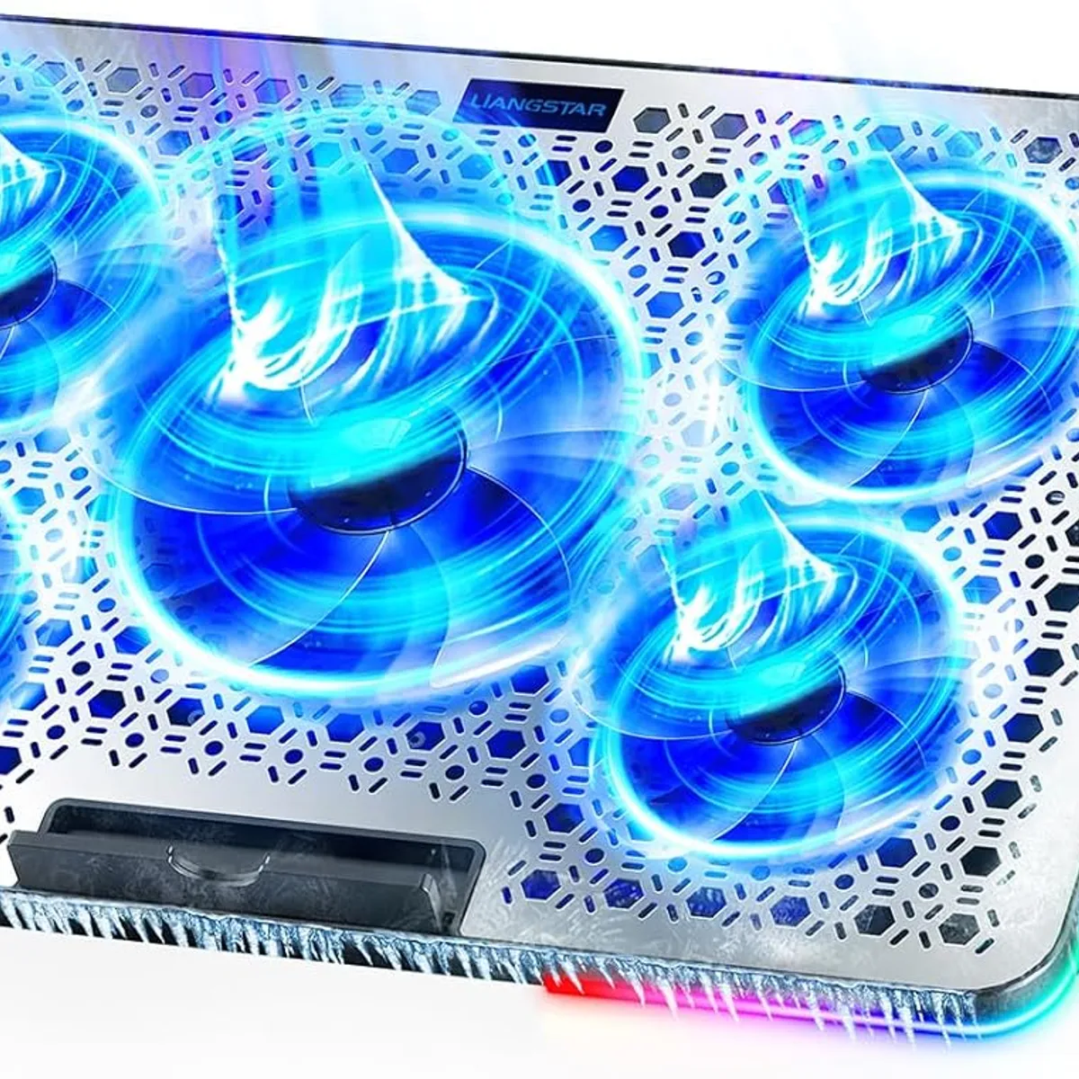BLUEDREAMER - Almohadilla de enfriamiento para laptop, enfriador para computadora portátil, 5 ventiladores