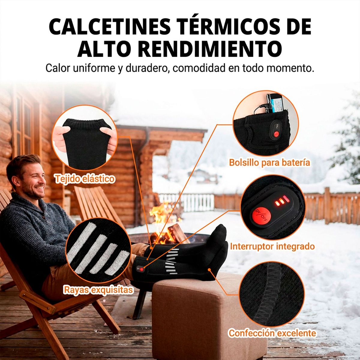 EMETRES - Calcetines Calefaccionados Negros Con Bateria