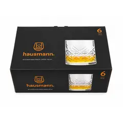 HAUSMANN - Set 6Vasos Bajos Whisky Vidrio Tallado Berlín Spezial 340ml