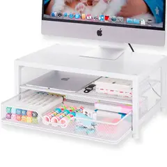 EMETRES - Elevador De Monitor Para Escritorio Blanco Alzador Pantalla Pc