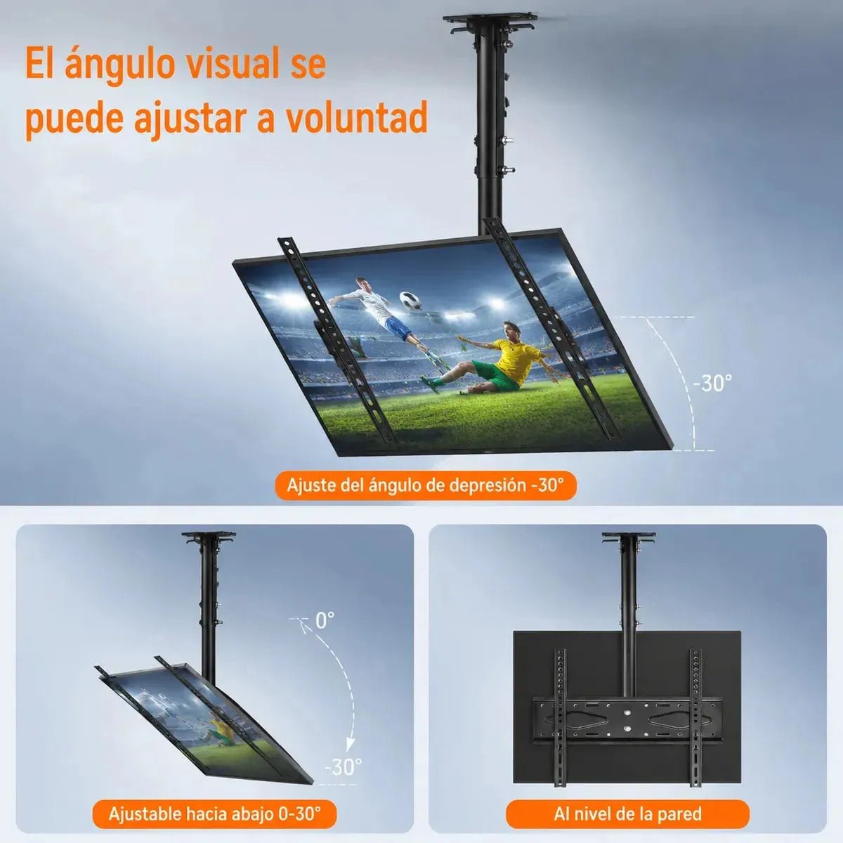 IRM - Soporte De Techo Para Tv 32 A 70 Pulgadas Rack Inclinable Extensible Vesa Para Pantalla Led Lcd