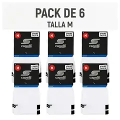 CAPELLISPORT - Pack de 6 Medias de Fútbol Capelli Sport Blancas Unisex Talla M