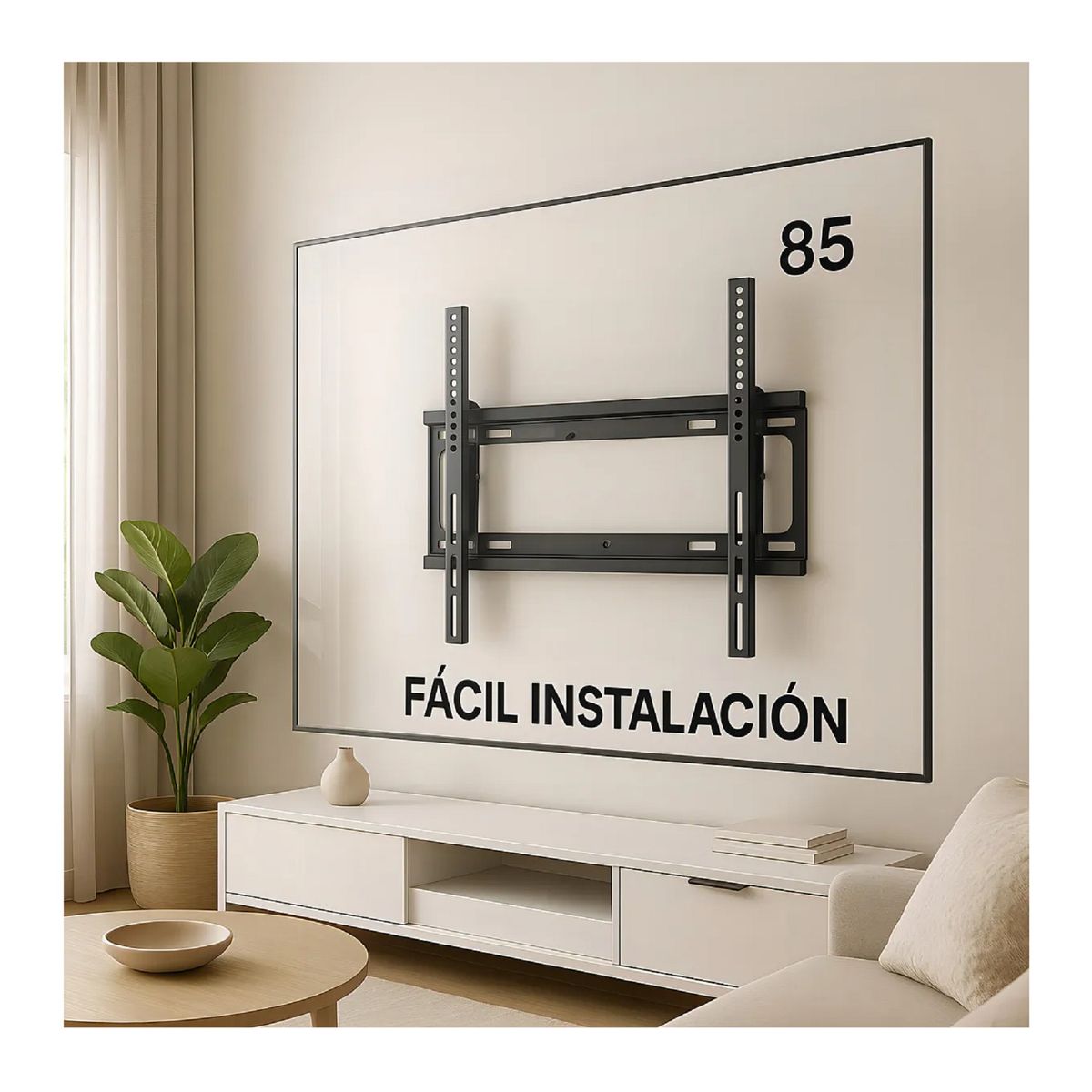 GENERICO - Soporte Tv Pared 40 - 80 pulgadas Color Negro 75kg