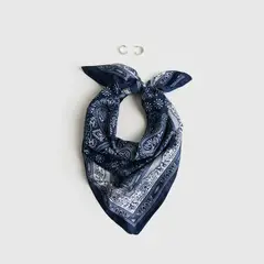 LOUNGE - Set Pañuelo Y Aros Mujer Estampado Y Argollas Semiabiertas