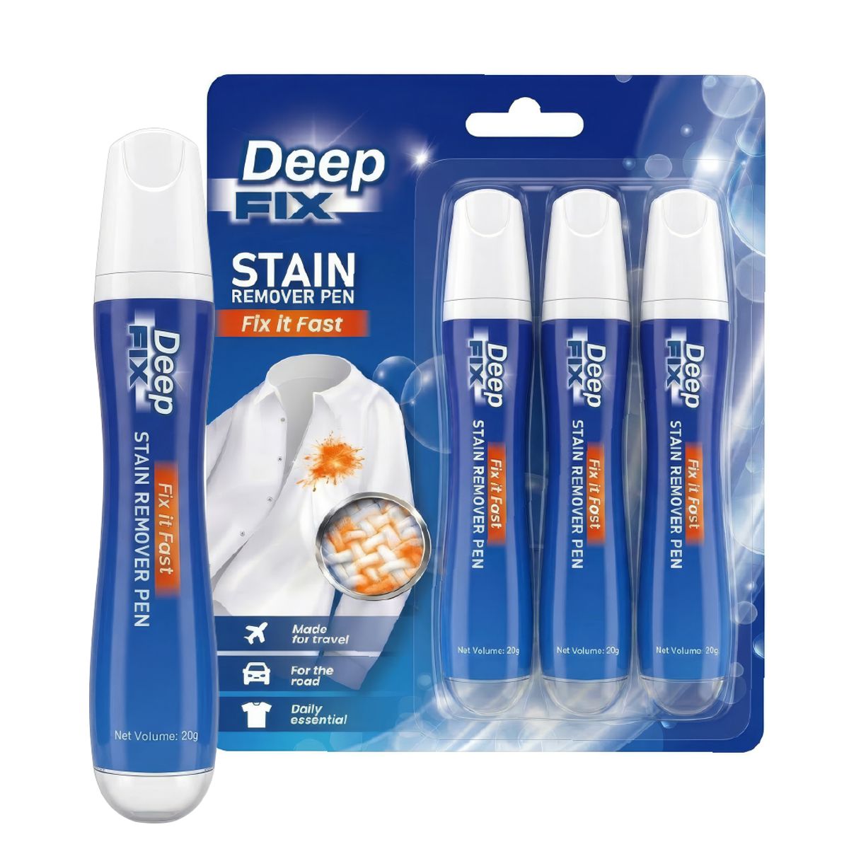 3-Pack Lapiz Quitamanchas Limpiador Para Ropa Deep Fix, marca GENERICO - Foto Principal