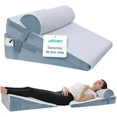 WOVEN - Cojín Antireflujo Para Adultos Almohada Viscoelástica Doble Blanco