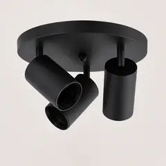 SPACE HOME - Aplique Triple Negro Mate Base Redonda GU10 Altair III