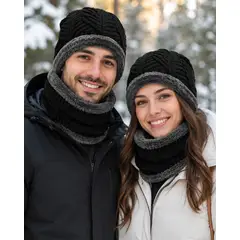 GENERICO - Gorro + Bufanda Cuello Para Invierno Unisex Con Chiporro