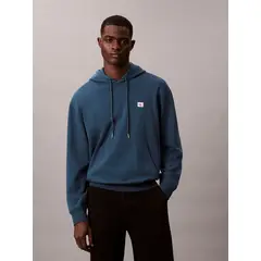 CALVIN KLEIN - Polerón con Gorro de Tejido Terry Azul