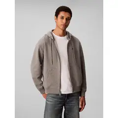 CALVIN KLEIN - Polerón con Gorro y Cierre Cremallera Gris