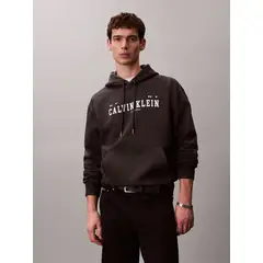 CALVIN KLEIN - Polerón De Gorro y Estampado Gráfico Negro