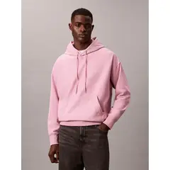 CALVIN KLEIN - Polerón Gorro con Monograma Bordado Rosado