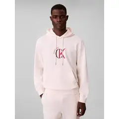 CALVIN KLEIN - Polerón con Gorro Estampado Gráfico Blanco