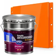 EPOXY - PINTURA EPÓXICA DOBLE COMPUESTO - 3en1 ESMALTE ANTICORROSIVO - Kit TINETA 4G - NARANJA SEÑALES