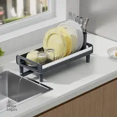 HOME LOGICS - Escurridor Platos Mini Compacto Acero Inoxidable