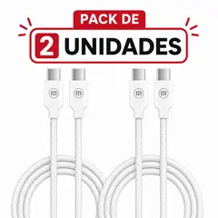 MAXELL - Pack 2 Cable Trenzado USB C a USB C 2 Metros Carga Rápida Blanco