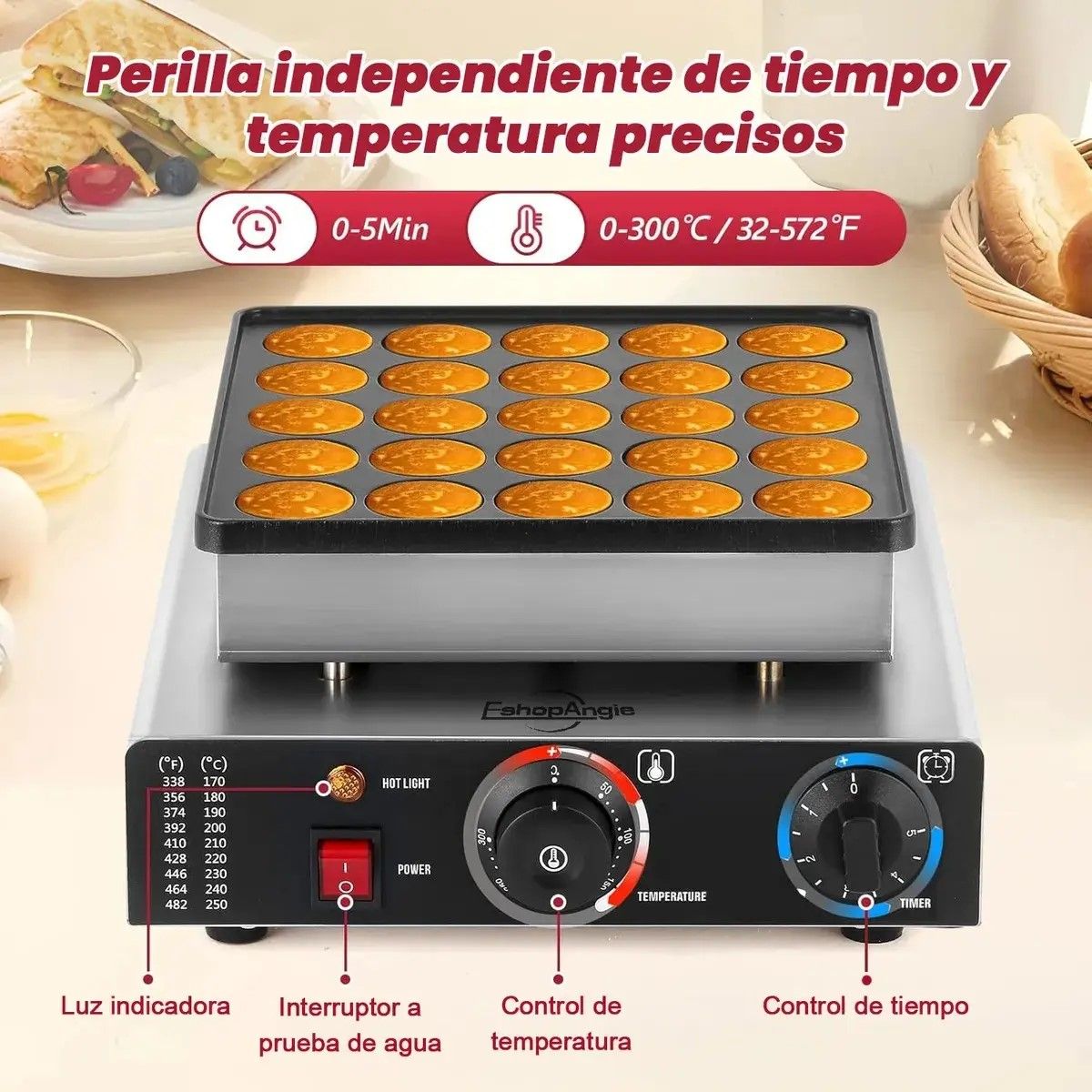 GENERICO - Panquequera Electrica Maquina Para 25 Panqueques Comercial Plateado BELUG