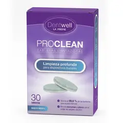 DENTWELL - TABLETAS LIMPIADORAS EFERVESCENTES PARA PLACAS Y APARATOS DENTALES 30UN