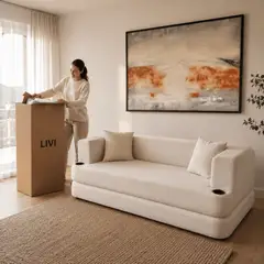 EXIT - Sofá Cama 3 Cuerpos Beige Muna LIVI 188 cm