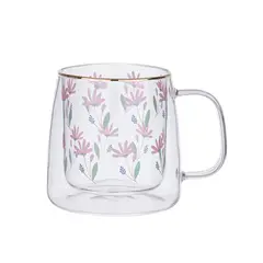 ADAGIO TEAS - Taza Doble Vidrio Pink Flowers 400 ml