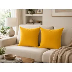 DECORACION CREATIVA - Set 2 Fundas Terciopelo Amarillo