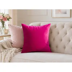 DECORACION CREATIVA - 1 Cojin Terciopelo Fucsia + Relleno