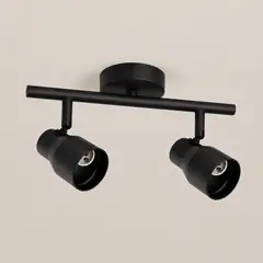 KONNERGIE - Porta Ampolleta GU10 Doble Negro De Aluminio Híades