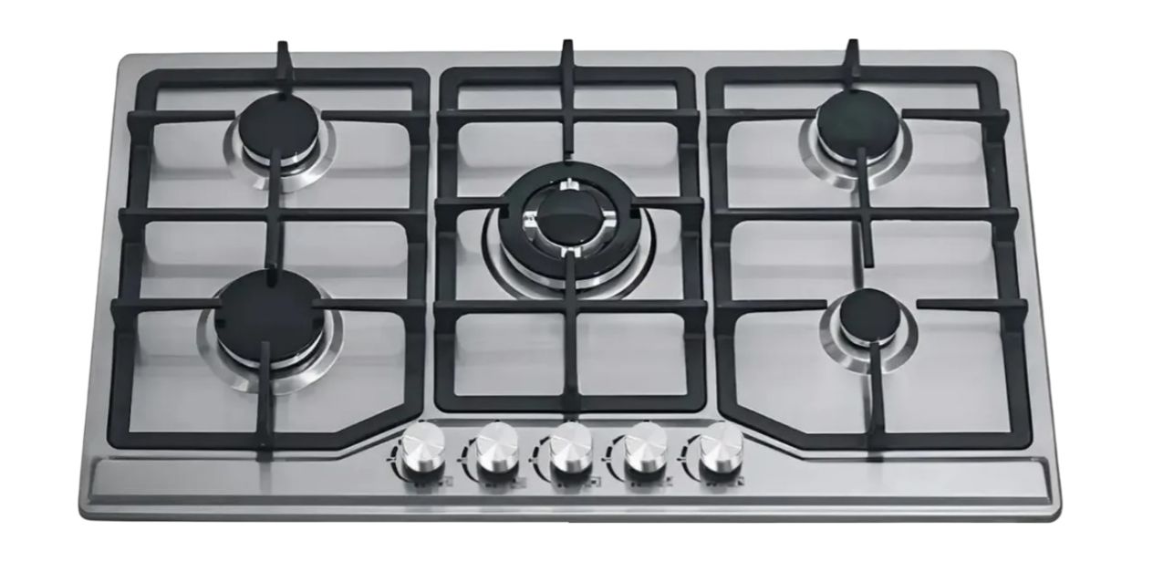 GENERICO Encimera Gas Empotrable 5 Quemadores Acero Inoxidable Modelo Plateado