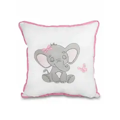GENERICO - Cojín Bebé Bordado Hipoalergénico 30x30 Elefante Mariposa1