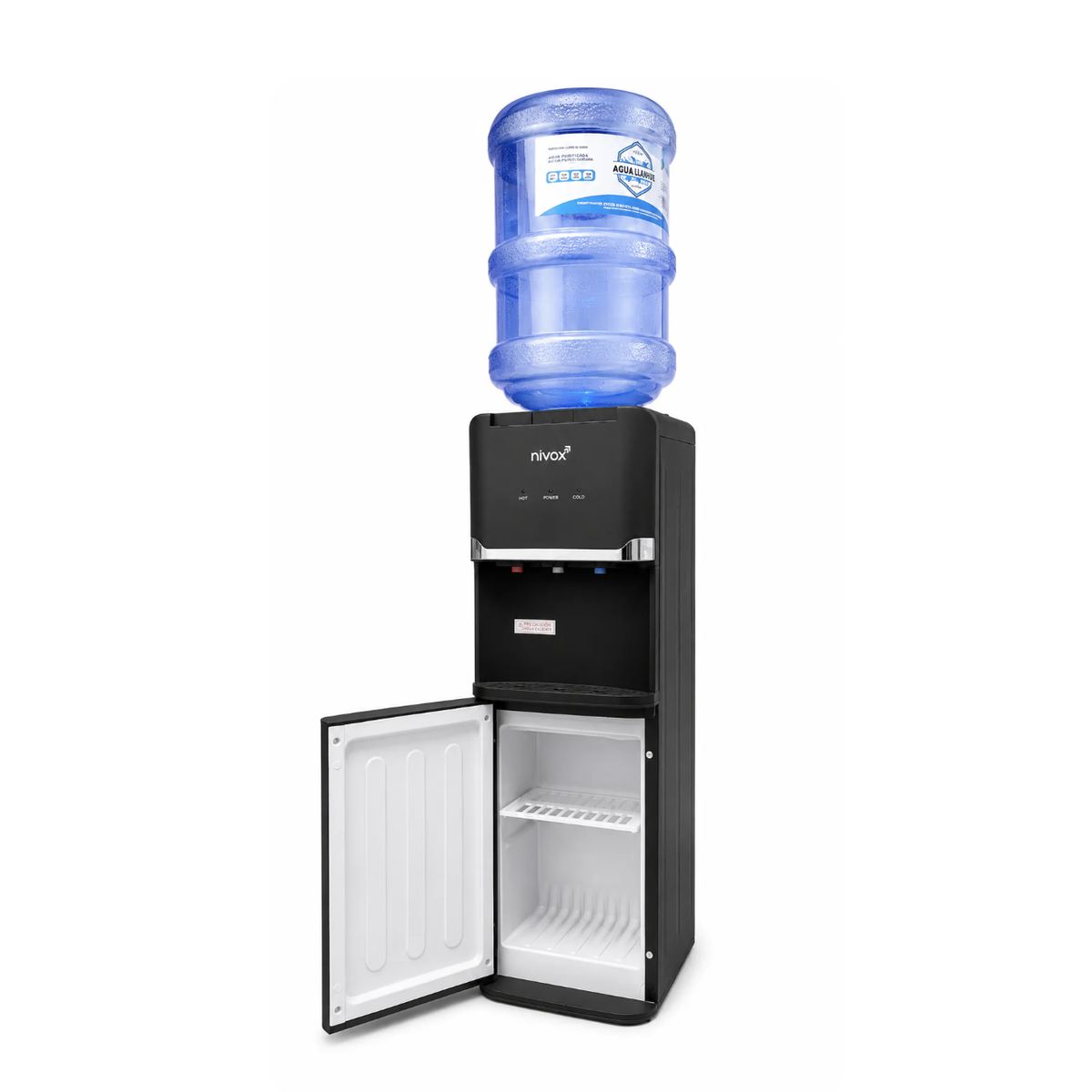 DALI - Dispensador De Agua Pedestal Negro Mate ventilador