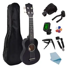 ATURE - Ukelele Concierto Music 21 Pulgadas+funda + Accesorios Negro
